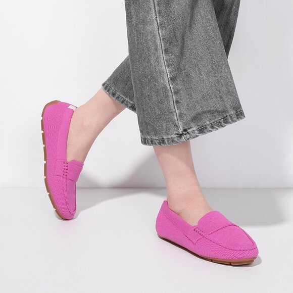 Zelaprox Women Rose Red Mesh Slip on Comfortable Loafer Shoes Flat Shoes - Picture 2 of 3